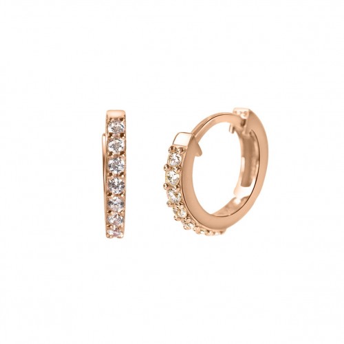 Side Stones Hoops  Rose Gold Color