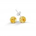 Yellow Amber Studs-White